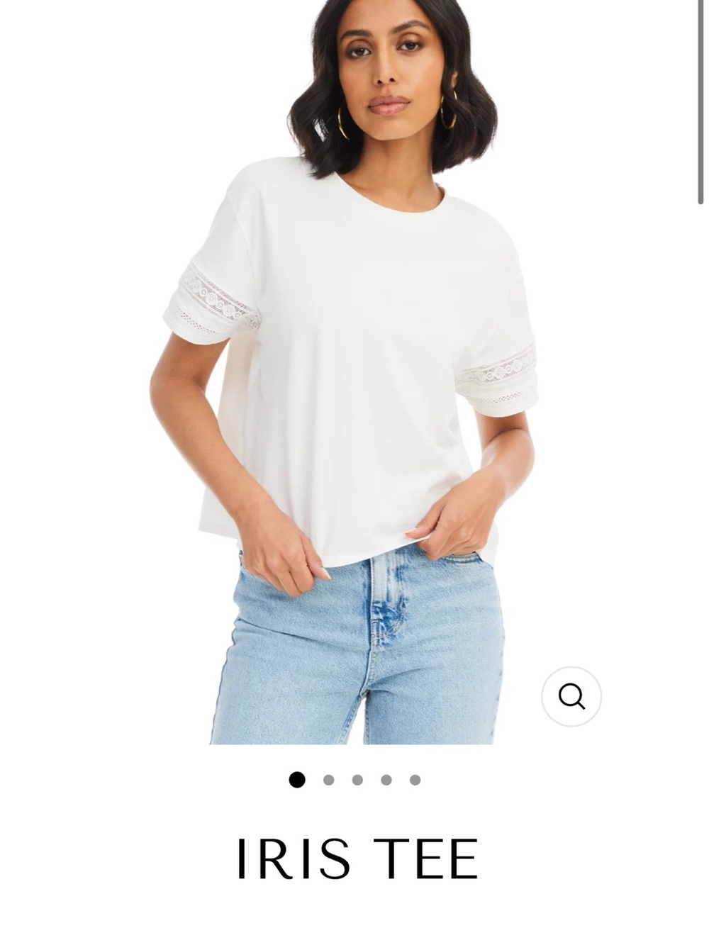 Iris Tee — White Women’s Lace-Sleeve Top